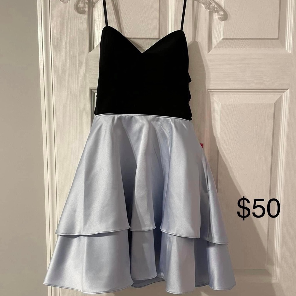 STRAPLESS light blue short homecoming/cocktail dress